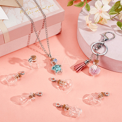 18pcs 6 styles Glass Wishing Bottle European Dangle Charms PALLOY-GA0001-12-1