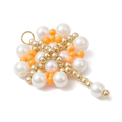 Glass Seed Beaded Flower Pendants PALLOY-MZ00827-1