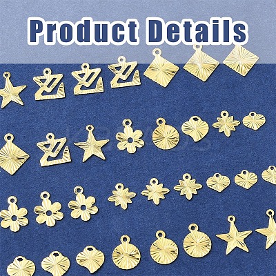 32Pcs 8 Styles Rack Plating Brass Charms KK-FS0001-53-1