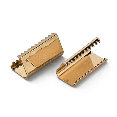 Brass Ribbon Crimp Ends KK-WH0046-34B-LG-1