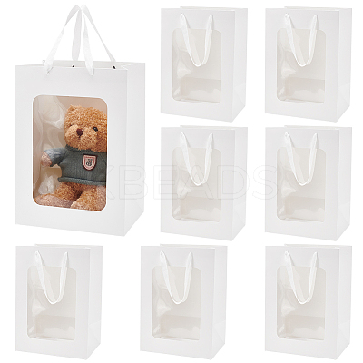 Paper Visible Window Gift Bags with Rope Handles ABAG-WH0040-14C-1