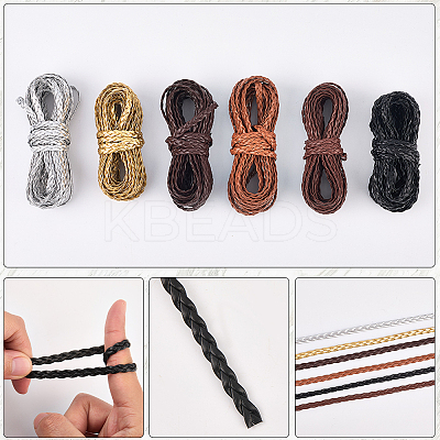 5M 3-Ply PU Leather Braided Cord LC-GF0001-12D-1