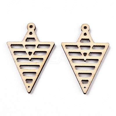 Undyed Natural Poplar Wood Pendants WOOD-TAC0002-55-1