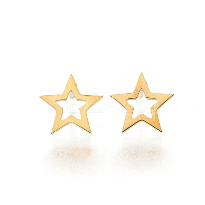 304 Stainless Steel Tiny Hollow Out Star Stud Earrings for Women STAS-A065-01G-1