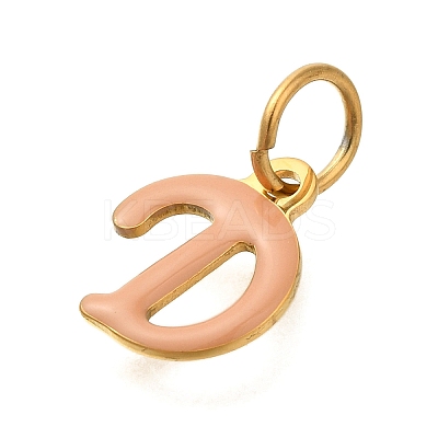 Ion Plating(IP) 304 Stainless Steel Enamel Alphabet Charms STAS-F308-02G-D-1
