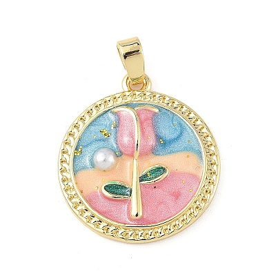 Brass Enamel Pendants KK-D358-01C-G-1