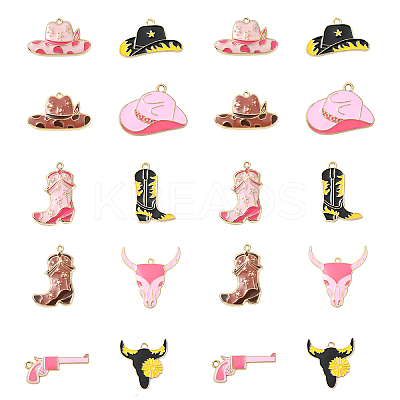 10Pcs 10 Styles West Cowboy Theme Alloy Enamel Pendants ENAM-YW0004-51-1