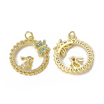 Brass Micro Pave Cubic Zirconia Pendants KK-E068-VB006-1