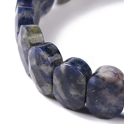 Natural Blue Spot Jasper Oval Beaded Stretch Bracelet G-E010-01C-1