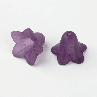 Indigo Frosted Transparent Acrylic Flower Beads X-PLF018-16-1
