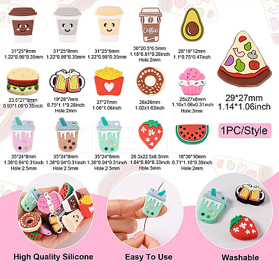 15Pcs 15 Styles Food Silicone Focal Beads SIL-TA0001-87-1