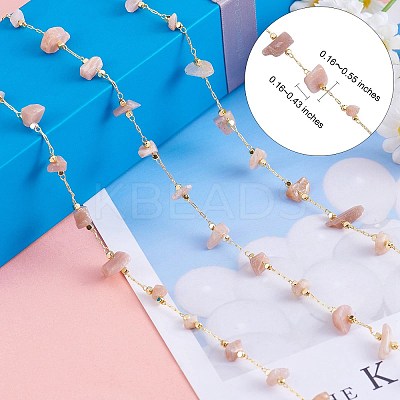 Natural Sunstone Chips Beaded Chains CHC-SZ0001-62D-1