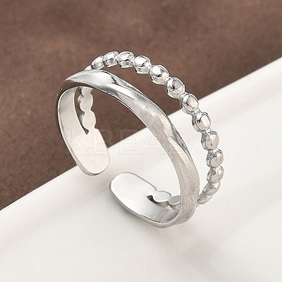 304 Stainless Steel Open Cuff Rings for Women RJEW-A079-04A-P-1