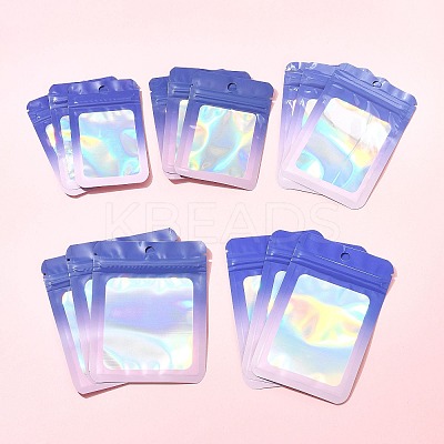 60Pcs 5 Styles Rectangle Glitter Holographic PVC Resealable Packaging Bags ABAG-FS0001-14A-1