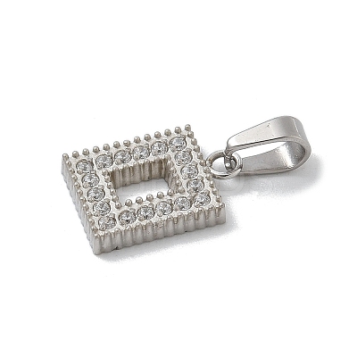 Ion Plating(IP) 304 Stainless Steel Micro Pave Cubic Zirconia Pendants STAS-Z107-06P-04-1
