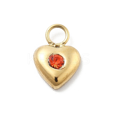 Heart 304 Stainless Steel Rhinestone Charms STAS-L283-30G-1