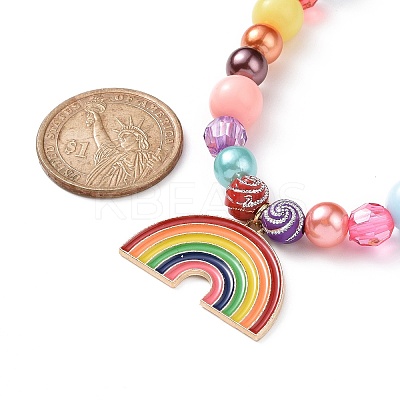 Rainbow Theme Bracelets & Necklaces Sets for Kids SJEW-JS01266-1