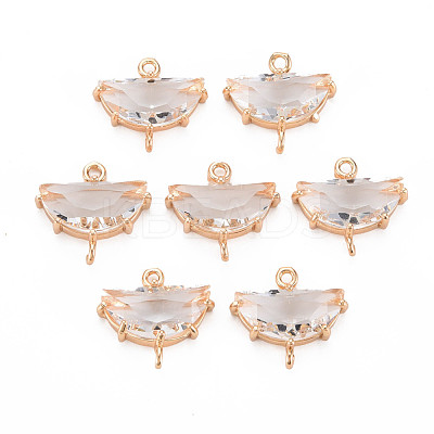 Transparent Faceted Glass Connector Charms GLAA-T021-25D-RS-1