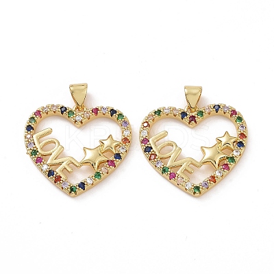 Brass Cubic Zirconia Pendants KK-G453-01G-01-1