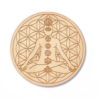 Wooden Carved Cup Mats DIY-B060-04A-1