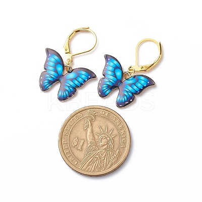 Alloy Enamel Butterfly Dangle Leverback Earrings EJEW-JE05045-1