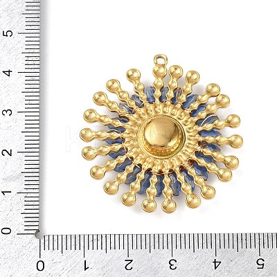 304 Stainless Steel and Resin Flower Pendants STAS-R170-03G-01-1