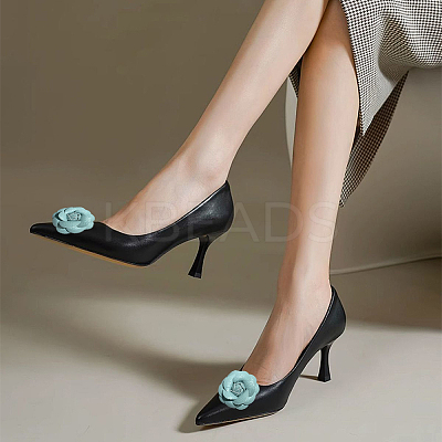 Flower Imitation Leather Shoe Decoration AJEW-WH20020-341E-1