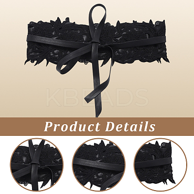 Imitation Leather Flower Lace Wide Chain Belts AJEW-WH20077-032E-1