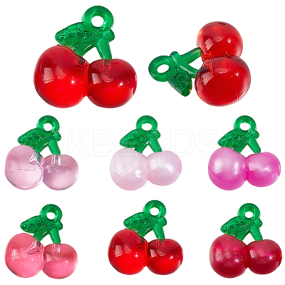 48Pcs 6 Colors Transparent Resin Pendants RESI-SC0036-63A-1