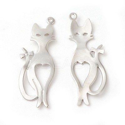 Rack Plating Brass Kitten Pendants KK-F772-16P-1