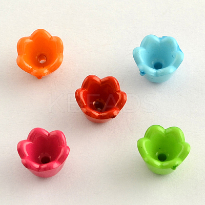 Opaque Acrylic Flower Bead Caps X-SACR-Q099-M45-1