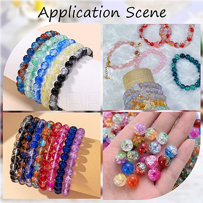 300Pcs Transparent Crackle Acrylic Beads CACR-SP0001-01C-1