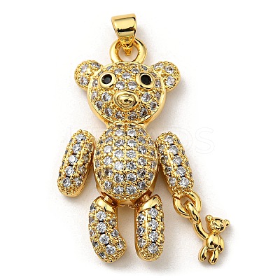 Brass with Cubic Zirconia Pendants KK-K341-37G-1