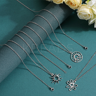 30Pcs 304 Stainless Steel Flat Cable Chain Necklaces Set for Men Women STAS-BBC0004-99A-1