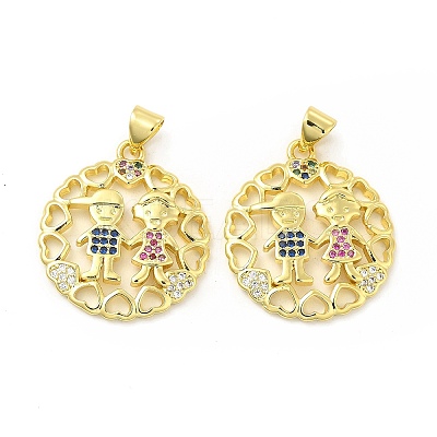 Brass Micro Pave Cubic Zirconia Pendants KK-H441-32G-1