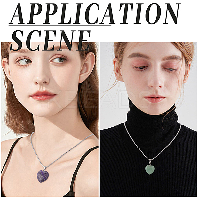 DIY Natural Mixed Gemstone Heart Pendant Necklaces Making Kit G-BBC0001-51-1