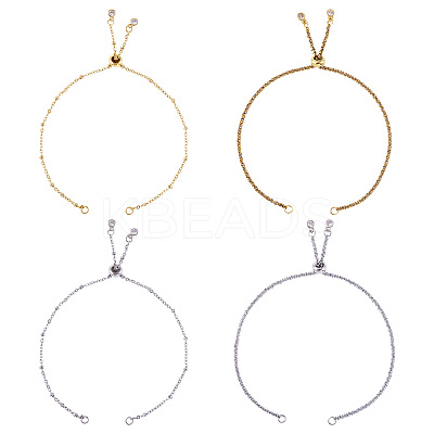 2 Sets 2 Colors 304 Stainless Steel Satellite Chain Bracelet Slider Making MAK-TA0001-22-1