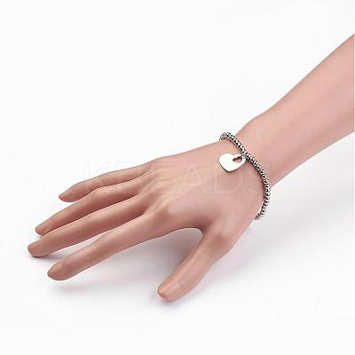 Tarnish Resistant 304 Stainless Steel Pendants Stretch Bracelets BJEW-JB02739-03-1