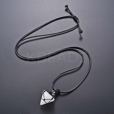 Natural Quartz Crystal Cone Pendant Necklace NJEW-Q313-001A-1