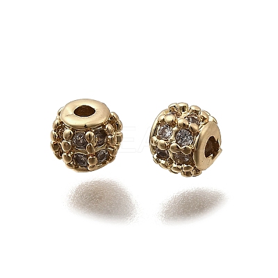 Brass Micro Pave Cubic Zirconia Beads KK-Z126-12G-1