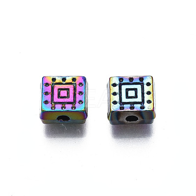 Rack Plating Rainbow Color Alloy Beads PALLOY-S180-357-1
