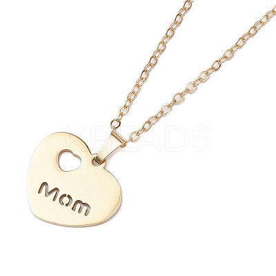 Mother's Day 304 Stainless Steel Pendant Necklace NJEW-TA00194-02-1