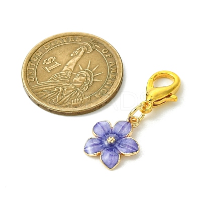 10Pcs 5 Styles Flower Alloy Enamel Pendant Decorations HJEW-JM02751-1