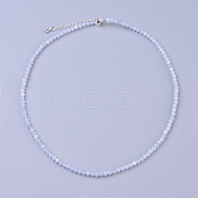 Natural Blue Lace Agate Beaded Necklaces X-NJEW-K114-B-A08-1
