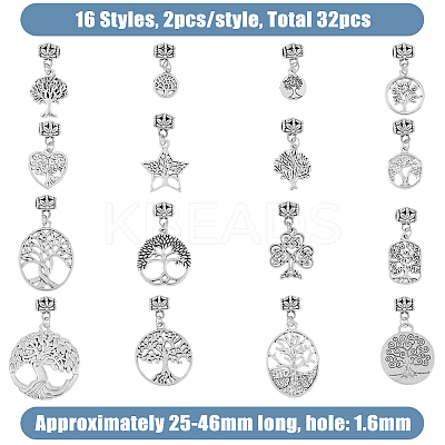 32Pcs Tibetan Style Alloy Pendants PALLOY-PH01355-1