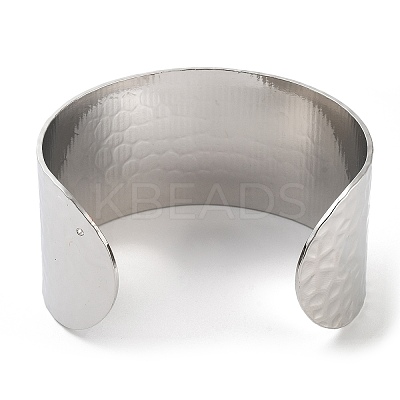 Non-Tarnish 304 Stainless Steel Textured Wide Open Cuff Bangles for Women BJEW-Z067-01P-01-1