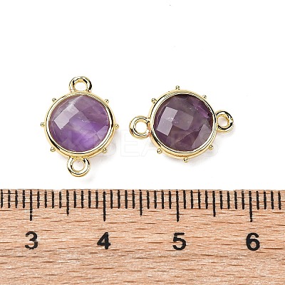 Brass Natural Amethyst Connector Charms KK-Z096-01G-03-1
