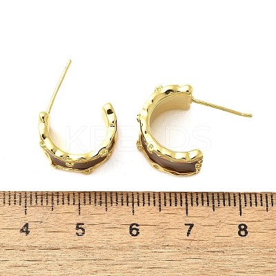 Brass Enamel Stud Earrings EJEW-B120-01G-03-1