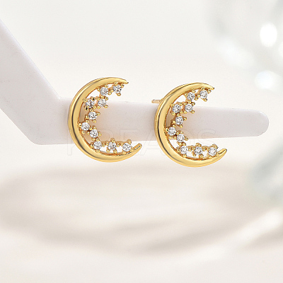 Fashionable Moon Brass Stud Earrings LQ5104-1