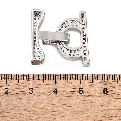 Brass Micro Pave Clear Cubic Zirconia Fold Over Clasps KK-P291-13P-1